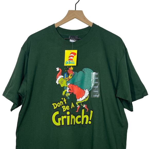 NEW Vintage Dr. Seuss T-Shirt Men's Size Large Green Don't Be A Grinch Deadstock - Picture 8 of 8